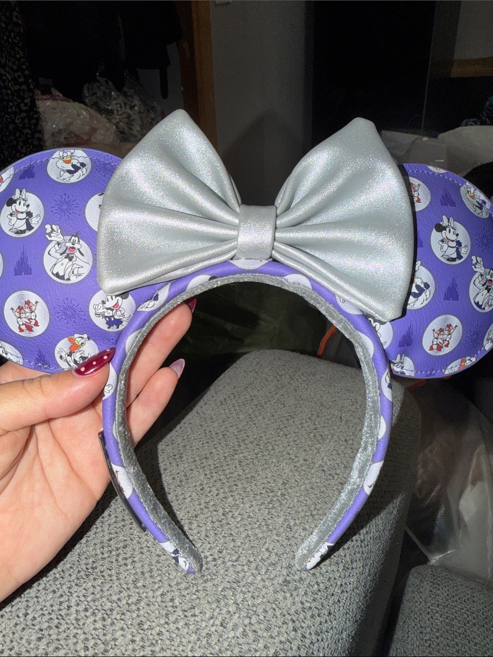 Loungefly Purple Character Ear Headband with Shimmery Silver Bow